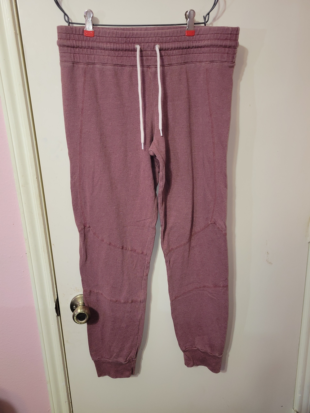 Monrow Mauve Track Joggers with White Drawstring